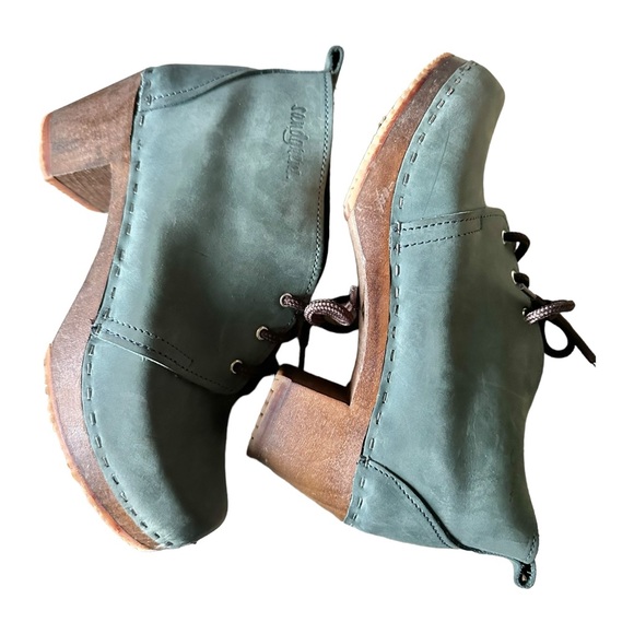 Sandgrens Sweden Chukka High Heel Clog Lace-Up  Nubuck Wood Heel Size 38 - Picture 9 of 16